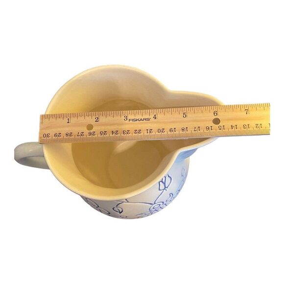 Vintage California USA D914 Pottery Blue Floral Pitcher - Picture 7 of 7